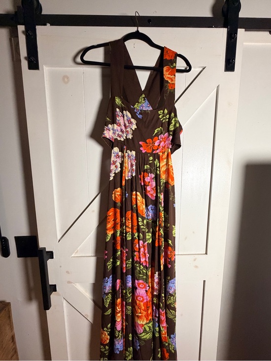 Anthropologie Dresses & Skirts - Anthropologie Brown Maxi Dress with Bright Floral Bouquet